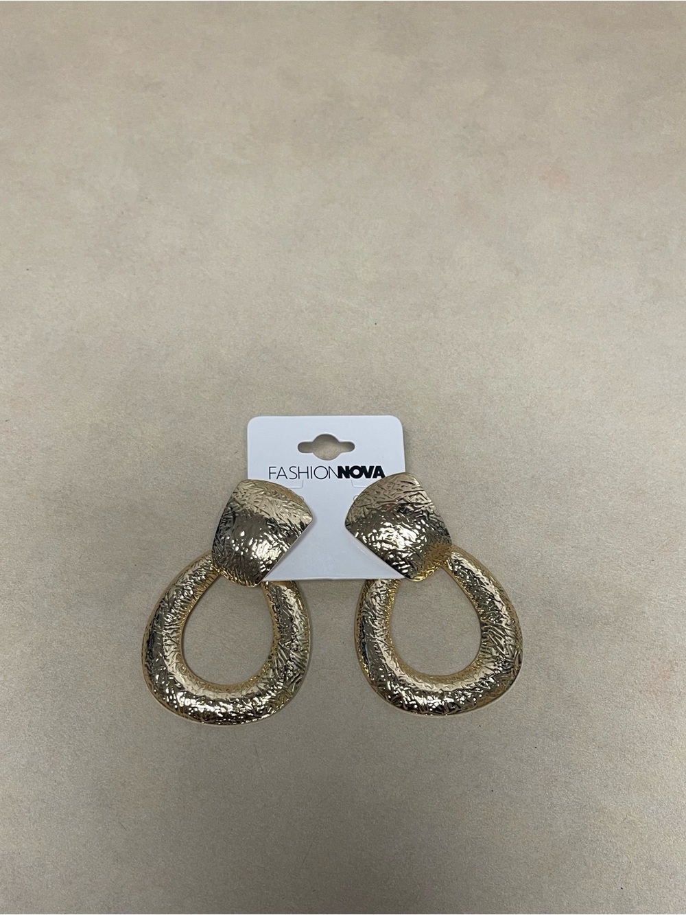 Fashion Nova Gold Textured Loop Drop Earrings